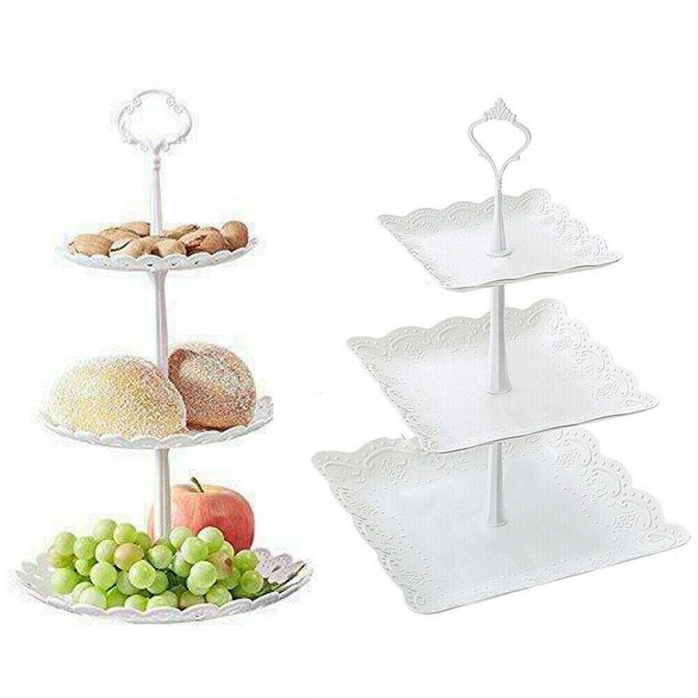 NEW 3 Tier Plastic Cake Stand Afternoon Tea Wedding Plates Party Tableware Bakeware Cake Shop Three Layer Cake Rack Storage Tray